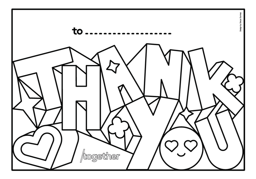 'Thank you' template with hearts and stars